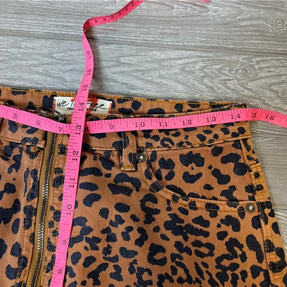 Free People Zip It Up Animal leopard Print Mini Skirt Sz 27